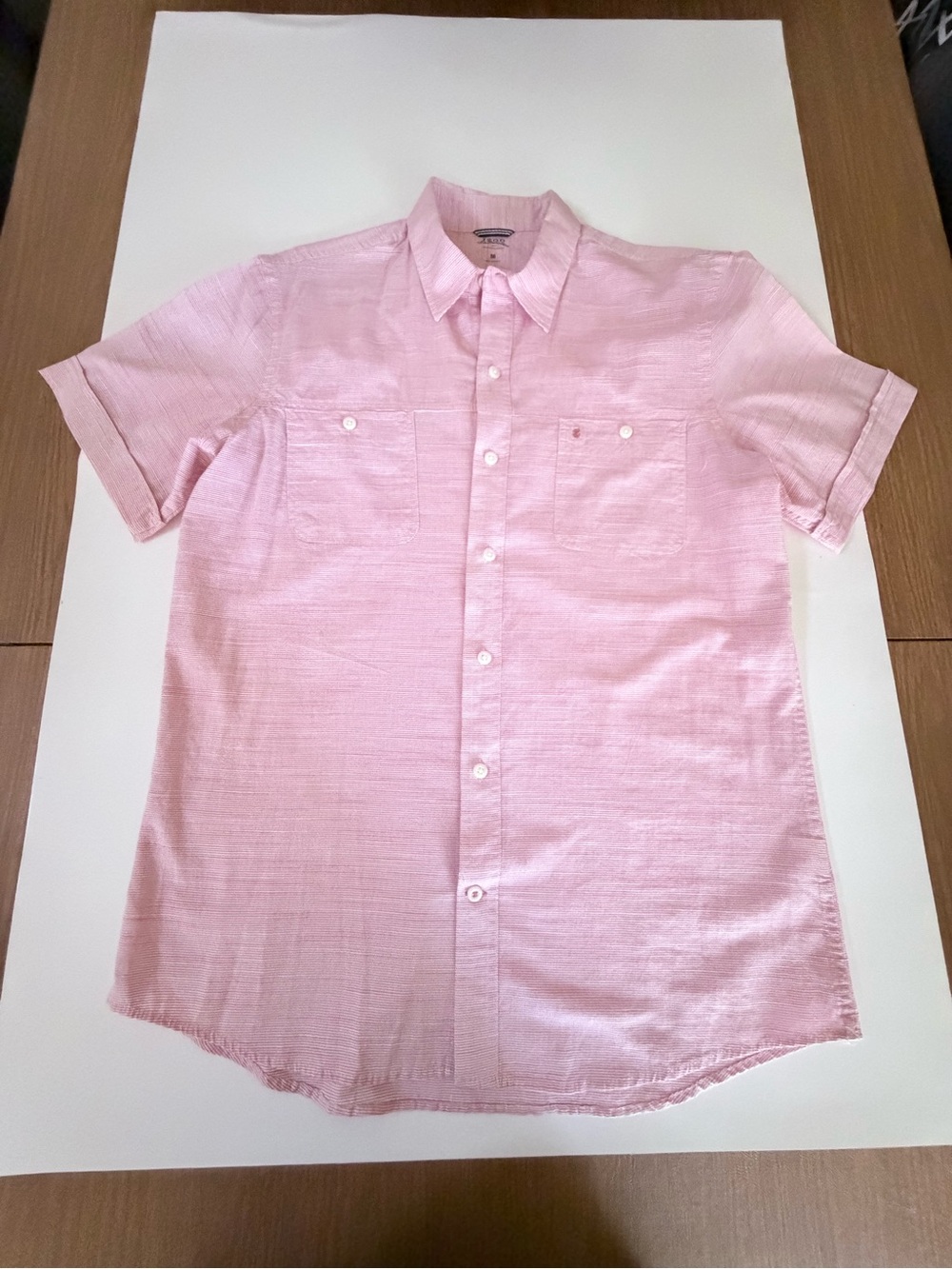 Izod Mens Light Pink Short-Sleeve Button-Down Shirt